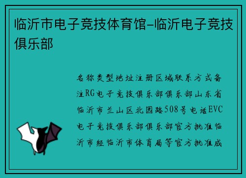 临沂市电子竞技体育馆-临沂电子竞技俱乐部